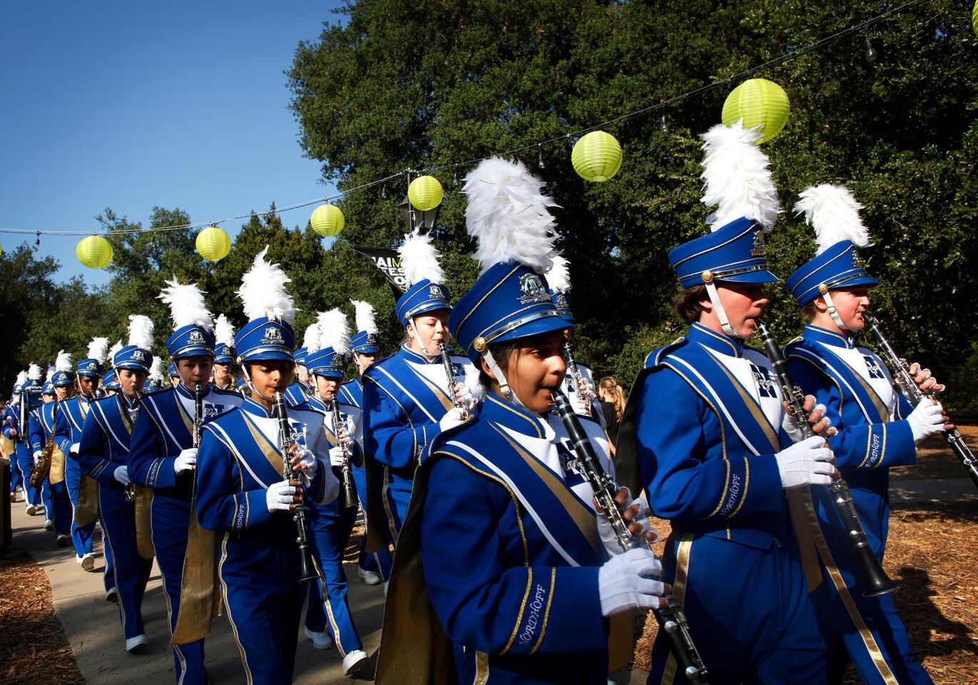 The Nordhoff High School marching band plays on the third day of the festival.