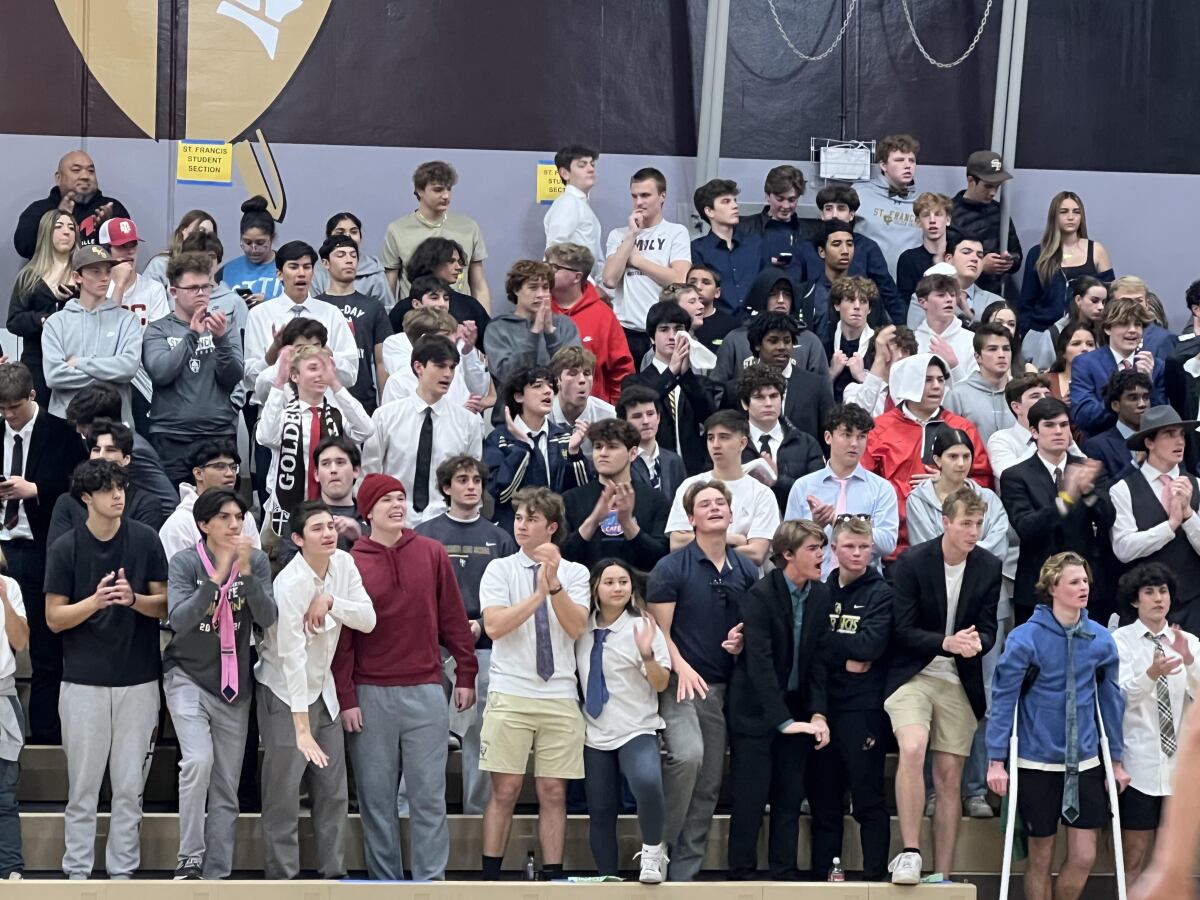 St. Francis' student section had plenty to celebrate in a 58-51 win over Loyola in a Mission League tournament.