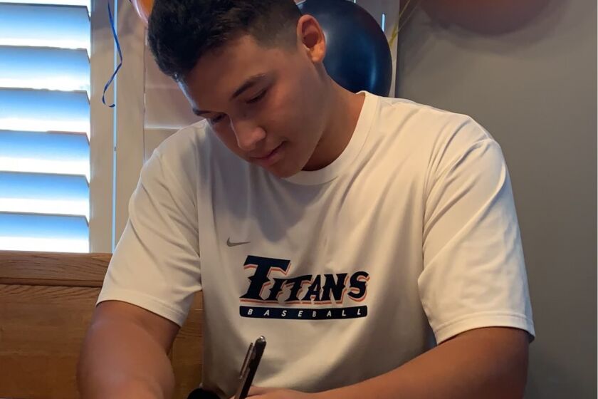 All-City pitcher Anthony Joya of Banning signed with Cal State Fullerton.