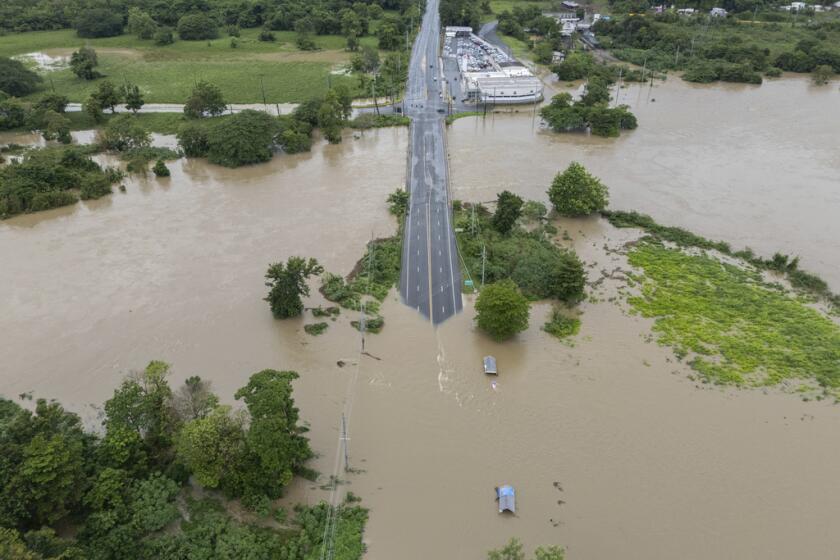 El río La Plata inunda un camino 