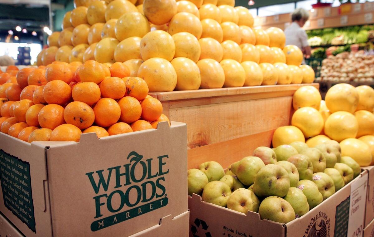 Fresh fruit is displayed at a Whole Foods store in Chicago.