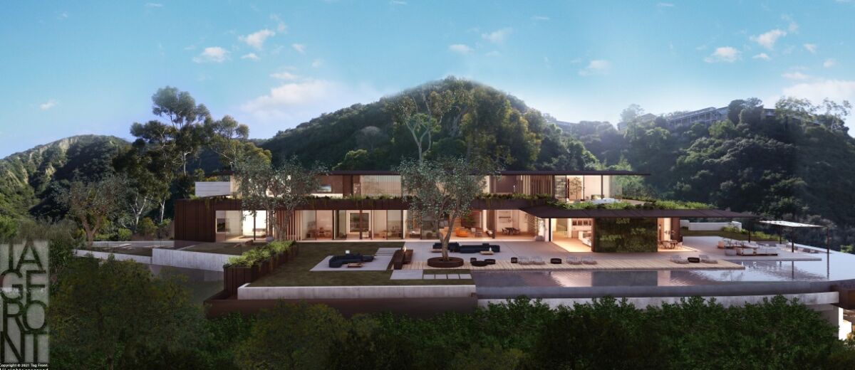 A rendering depicts an 18,436-square-foot house planned for NBA player Tobias Harris and his fiancée, Jasmine Winton.