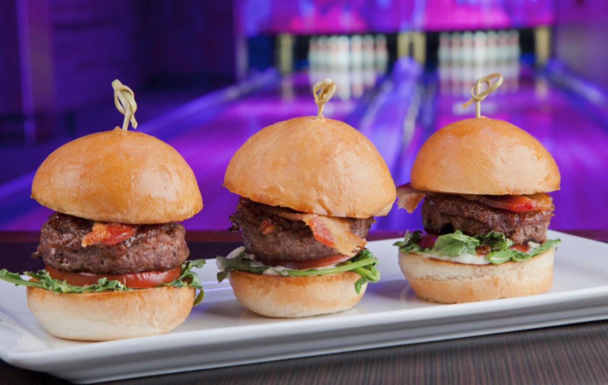 Burger sliders with a round of bowling at Tavern + Bowl.