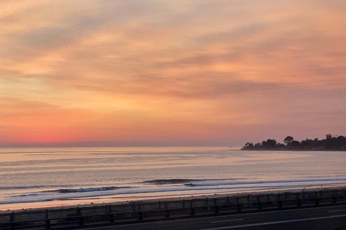 View of sunset on the return trip aboard the Coast Starlight.