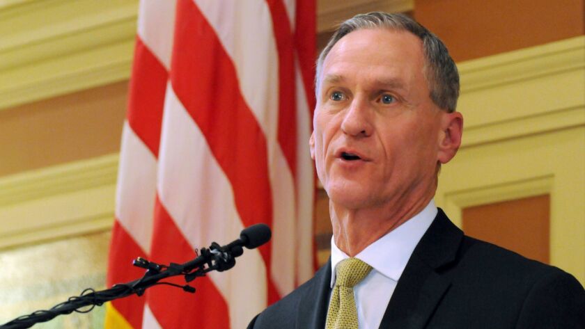 South Dakota Gov. Dennis Daugaard, seen in file photograph, has vetoed bills that would have allowed guns in the state Capitol and loosened restrictions on carrying concealed handguns.