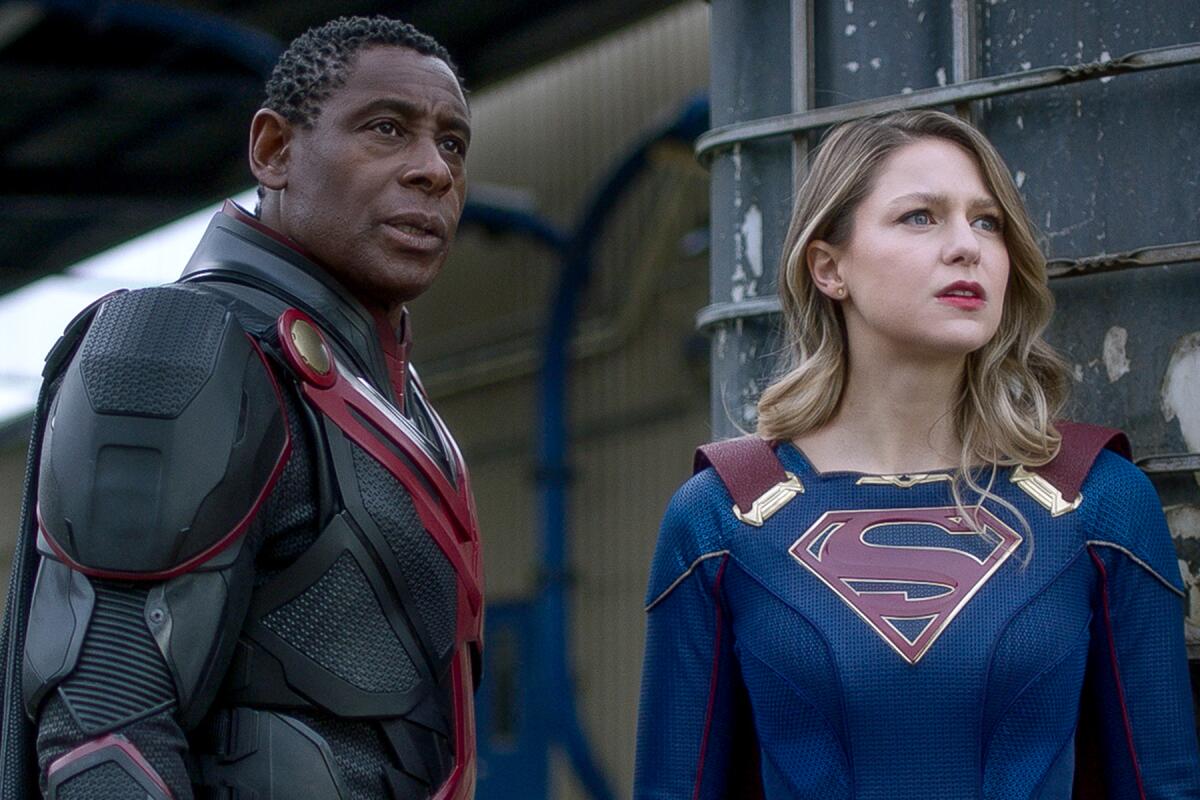 David Harewood and Melissa Benoist in "Supergirl." 