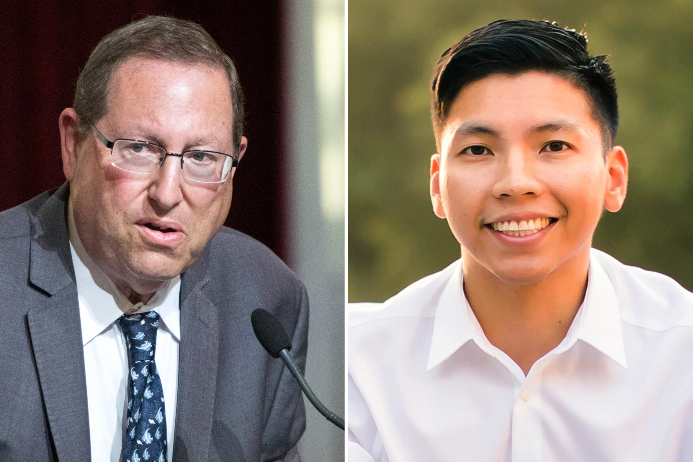 Candidates for city controller Paul Koretz, left, and Kenneth Mejia.