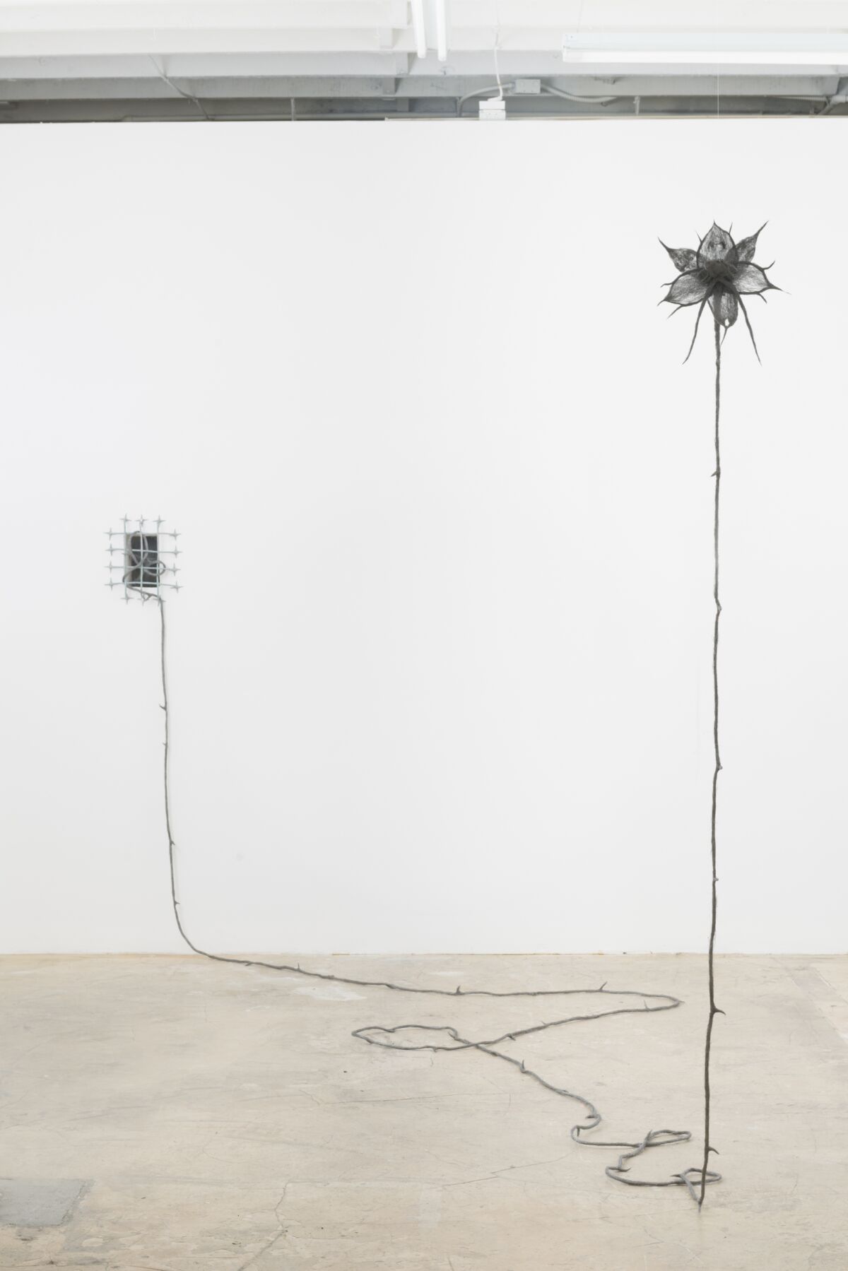 “The Nymph by the Window” by the artist duo ASMA, 2019. Felted steel wool, cast bronze and patina.