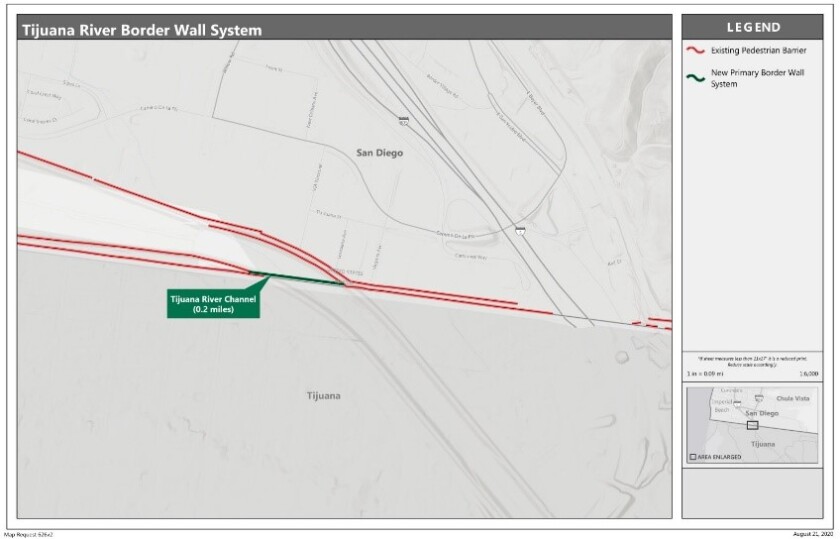 Una sección de 0.2 millas de muro fronterizo será construida en el canal del río Tijuana.