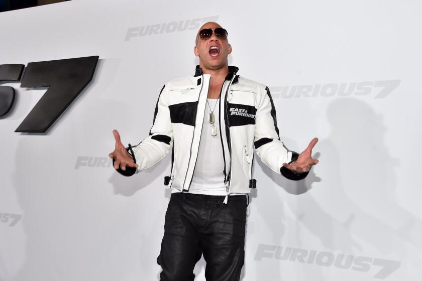 Vin Diesel at the "Furious 7" premiere at the Chinese Theatre in Hollywood on April 1.