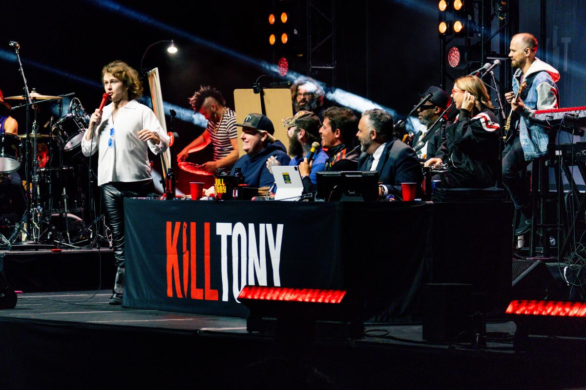 Comedian Casey Rocket performs on Kill Tony live podcast  for the Netflix is a Joke Festival.