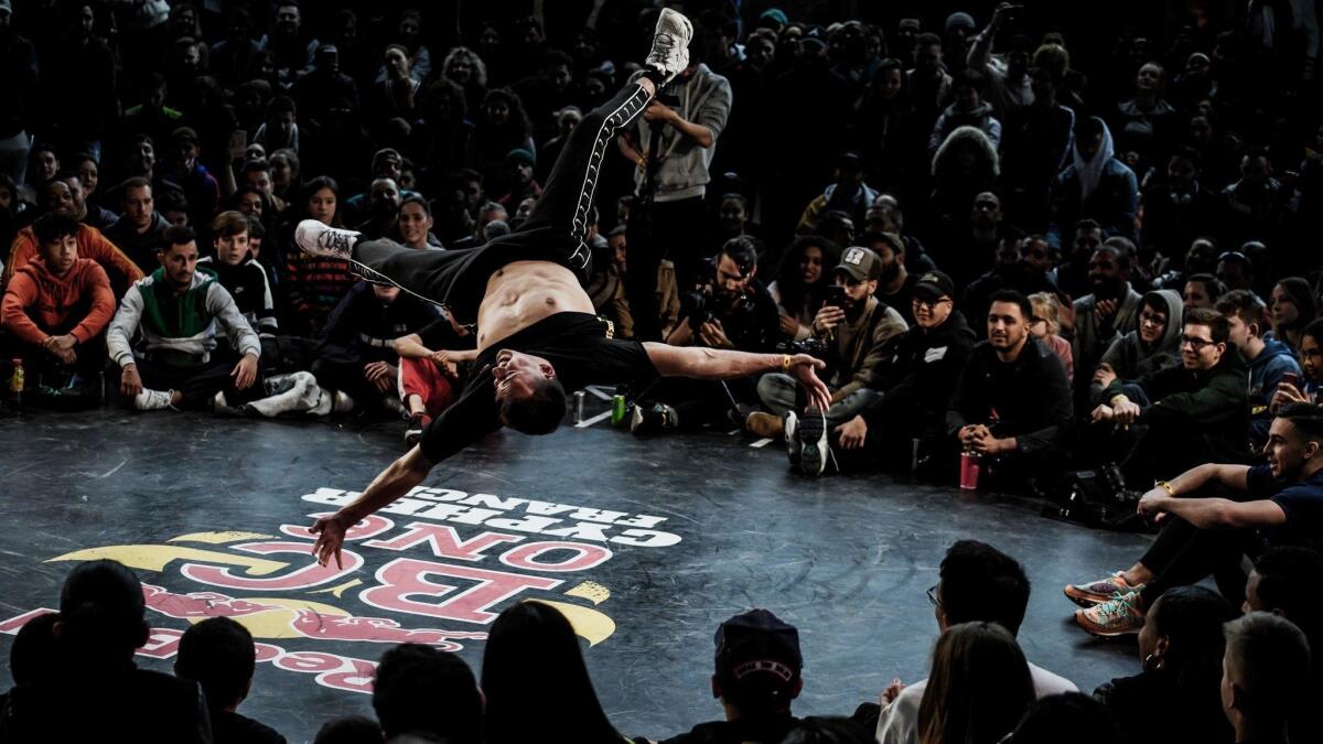 A breakdance competitor performs March 18 during the the Red Bull BC One Cypher competition in Lyon, France.