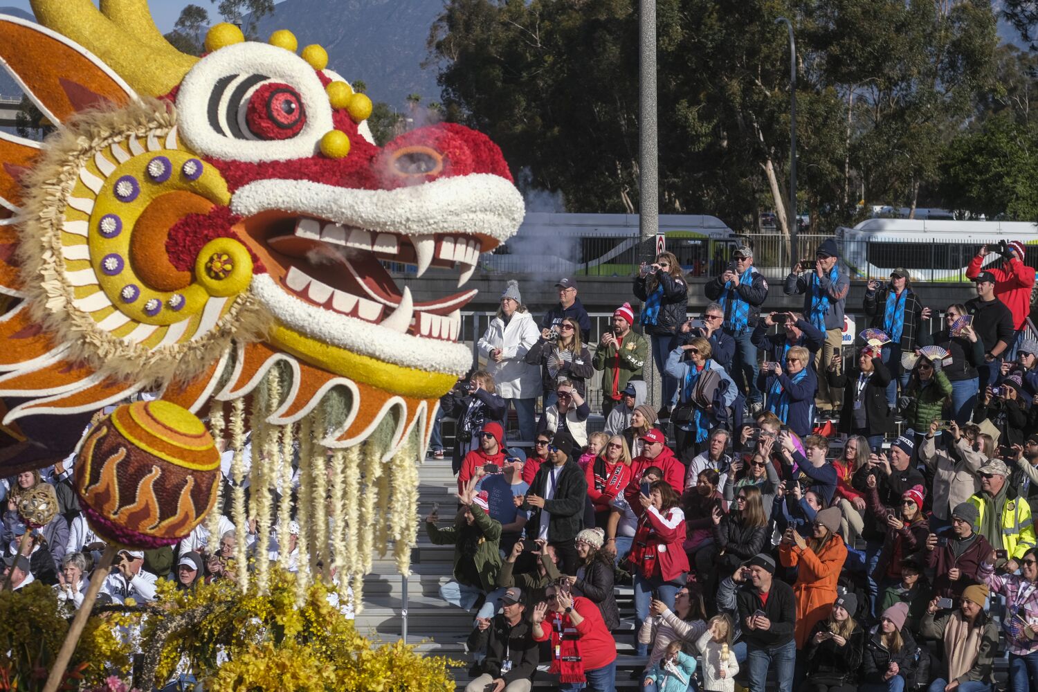 Floats from this year's Rose Parade on display in Pasadena