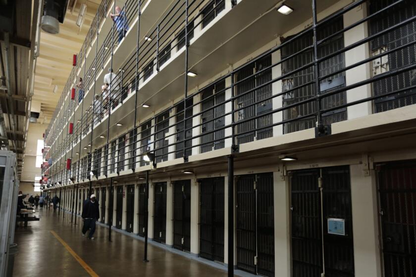 A cellblock at San Quentin State Prison in April. More than 80 inmates became sick with pneumonia during an outbreak of Legionnaire's disease. The bacteria was traced to the prison medical building.