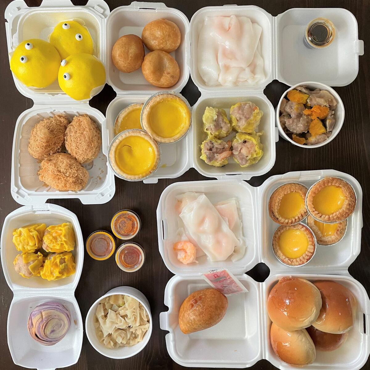 A combination of dim sum offerings from Giai Phat Food. Co. and Dim Sum Food Co., both found in Westminster.