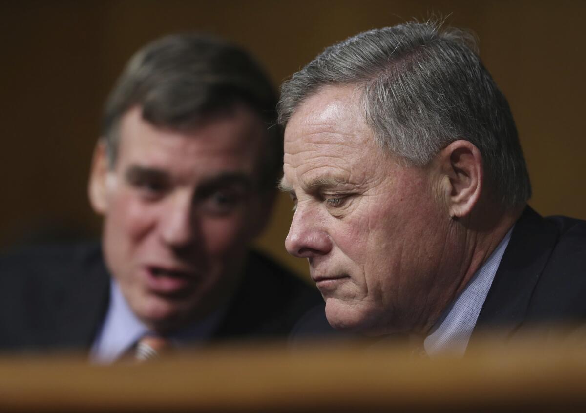 Sens. Richard Burr, right, and Mark Warner.