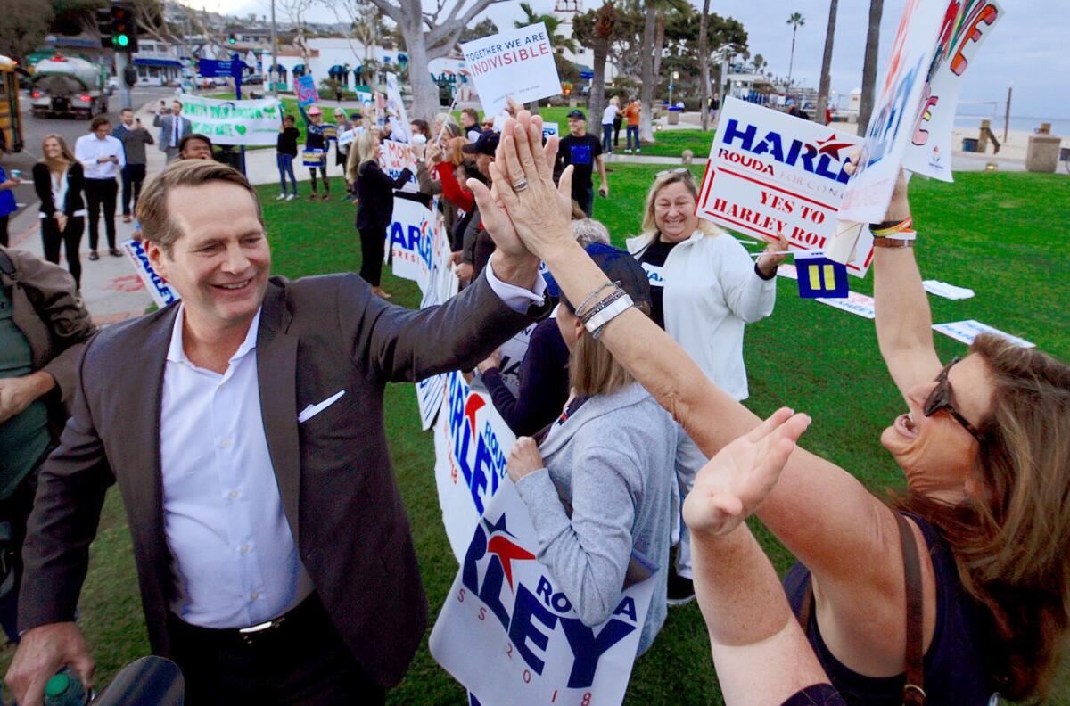 Harley Rouda was out early on election day. Rouda is up against longtime incumbent Dana Rohrabacher for California's 48th District.