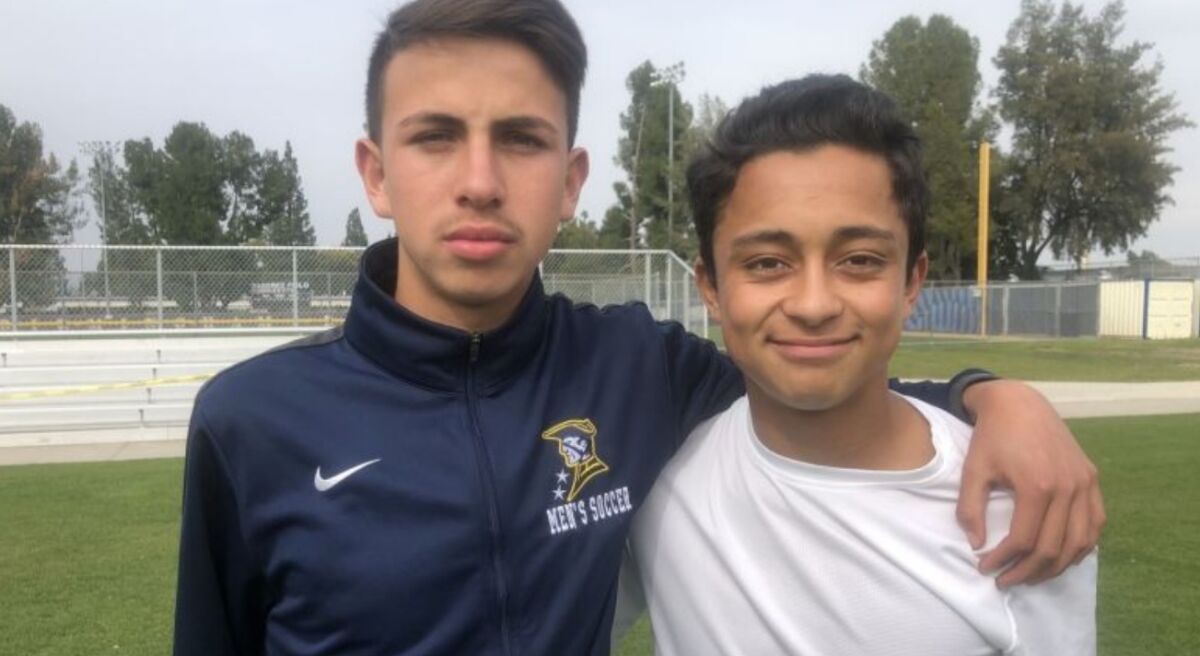 David Diaz, left, and Anthony Miron helped Birmingham win the City Section soccer title last season. Now they're playing in the U.S. Developmental Academy league instead of high school soccer.