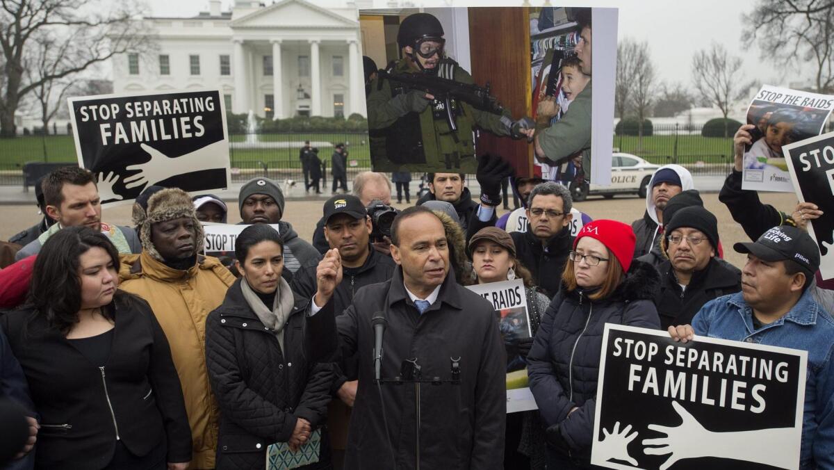 Gutierrez holds a rally outside the White House.