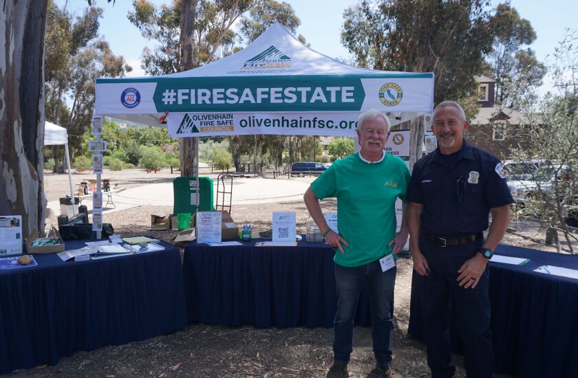 Olivenhain Fire Safe Council Chair Denny Neville (left) and Encinitas Deputy Fire Marshal Kelly Gaffrey attended the fair.