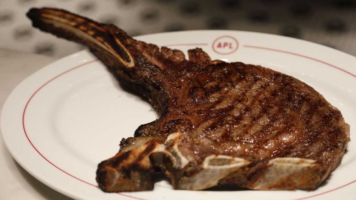 Rib-eye for one is on the menu at APL restaurant in Hollywood.