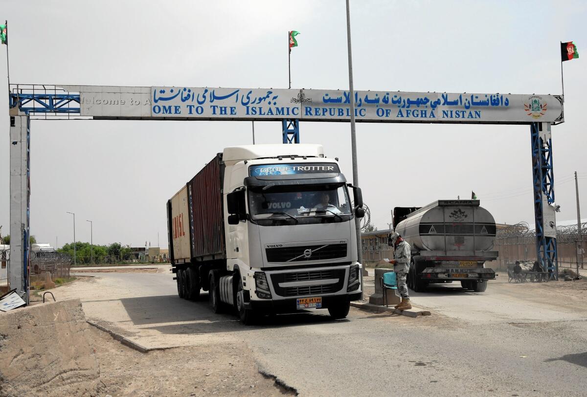 A checkpoint at the Afghanistan-Iran border in Afghanistan's Herat province, west of Kabul.