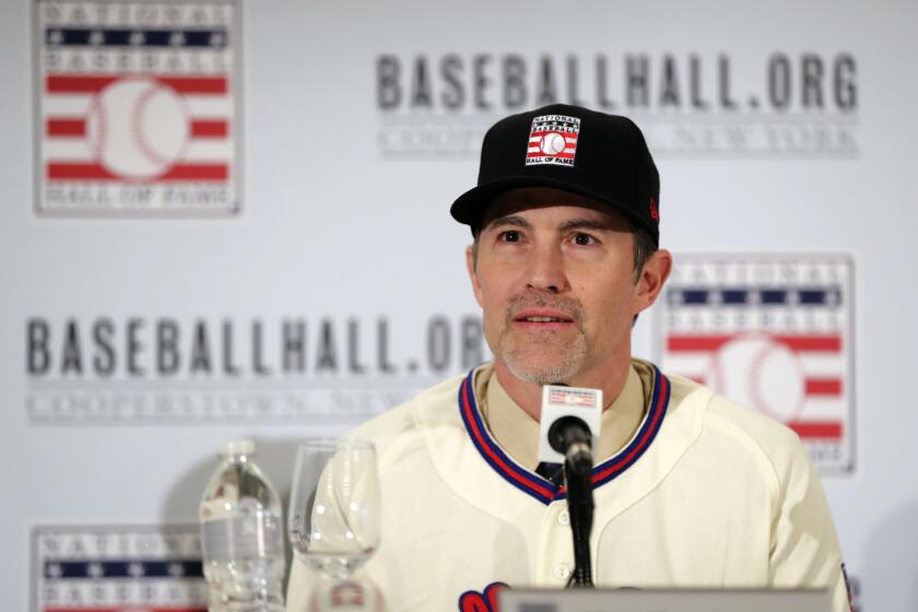 Baseball Hall of Fame inductee Mike Mussina speaks during a news conference Wednesday, Jan. 23, 2019, in New York.