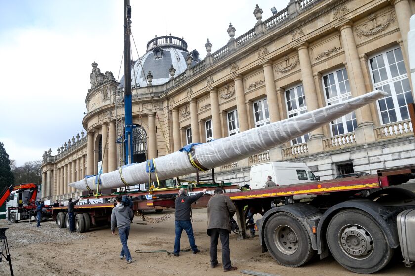 The pirogue boat from the Royal Museum for Central Africa in Tervuren, is moved on February 17, 2014. The museum is closed for a renovation period. It will reopen in May 2016. AFP PHOTO /VIRGINIE LEFOUR (Photo credit should read VIRGINIE LEFOUR/AFP via Getty Images)