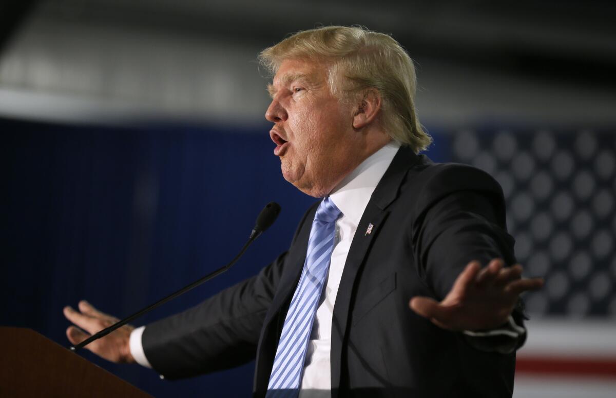 Republican presidential candidate Donald Trump speaks during a campaign rally Dec. 5 in Davenport, Iowa.