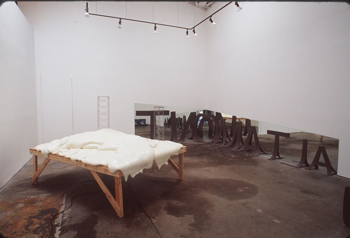 Sam Durant's audiovisual installation "Altamont" (1999) at Blum & Poe Gallery. (Joshua White / Blum & Poe)