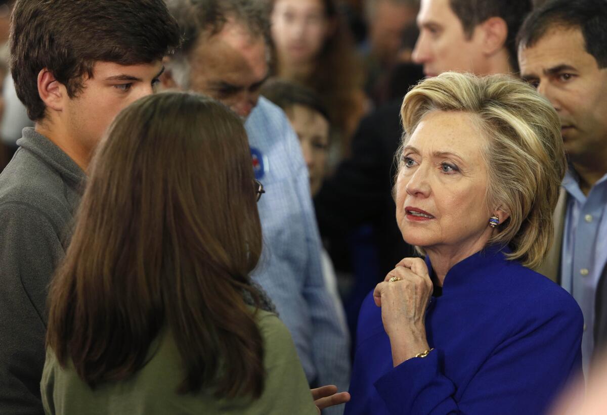 Democratic presidential front-runner Hillary Rodham Clinton visited New Hampshire on Tuesday, in part to talk about the heroin abuse crisis that voters have repeatedly told her about on campaign stops throughout the state.