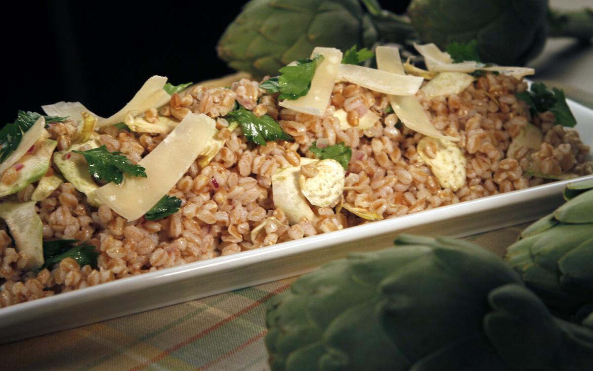 Artichoke and farro salad