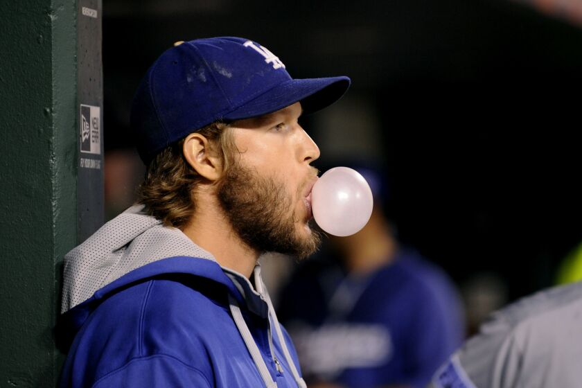 Get a good look now, because he may not be on TV this season: Dodger pitcher Clayton Kershaw during last year's playoffs.