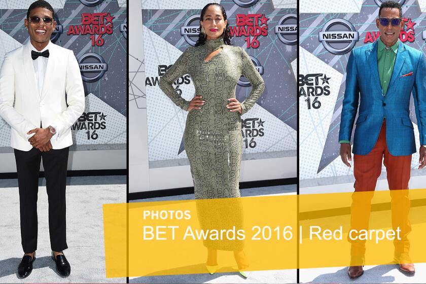 Bryshere Y. Gray, Tracee Ellis Ross and Orlando Jones attend the 2016 BET Awards at the Microsoft Theater in Los Angeles.