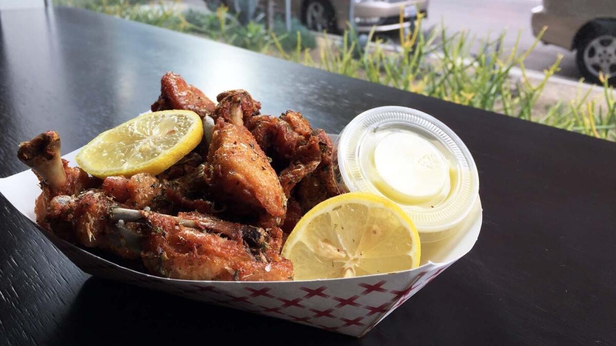 The za'atar chicken wings from Souk Shawarma in downtown L.A.