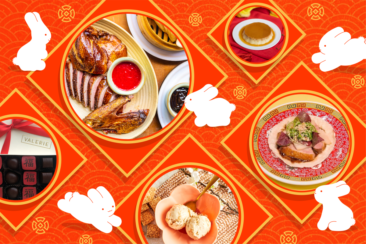 Collage of various Lunar New Year foods