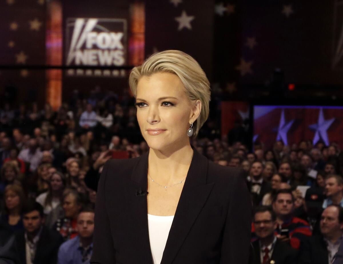 Moderator Megyn Kelly at the Republican presidential primary debate on Jan. 28. Kelly is refuting claims that Donald Trump received debate questions early.
