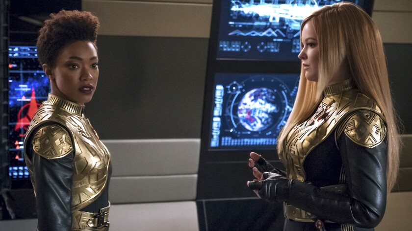 Sonequa Martin-Green and Mary Wiseman in "Star Trek: Discovery" on CBS.