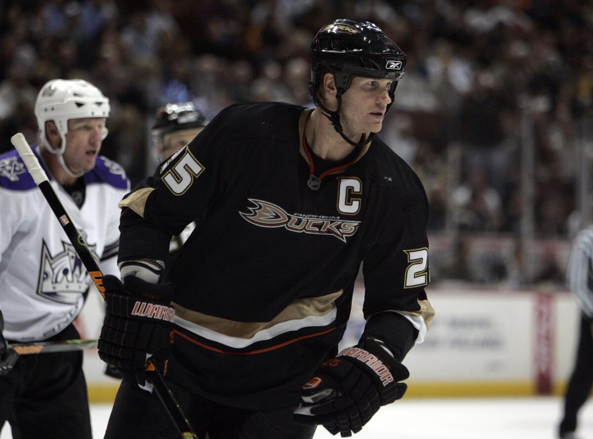 Anaheim Ducks defenseman Chris Pronger skates against the Detroit