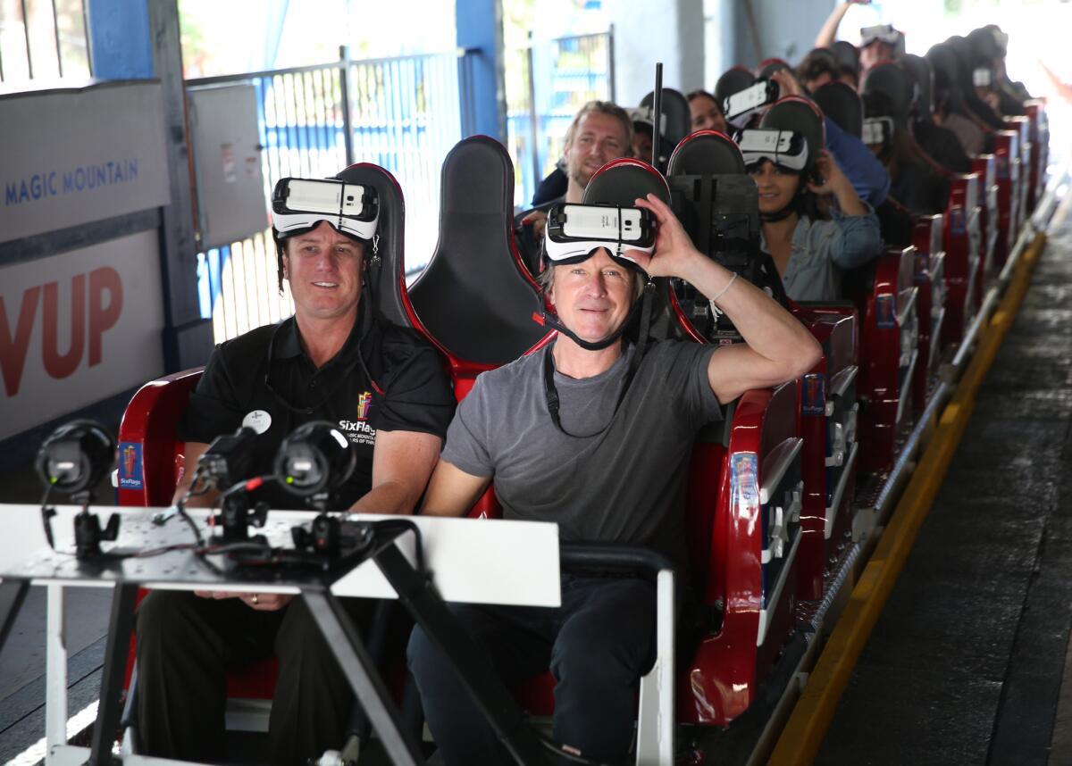 Samsung is a sponsor of the New Revolution at Six Flags Magic Mountain, a roller coaster that puts virtual reality goggles on riders so they can get the sensation of flying through space.