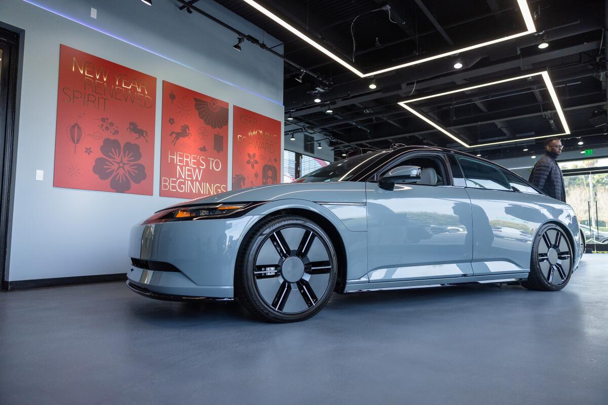 Close-up of the Sony Honda Afeela 1 electric vehicle dashboard and interior for 2026.
