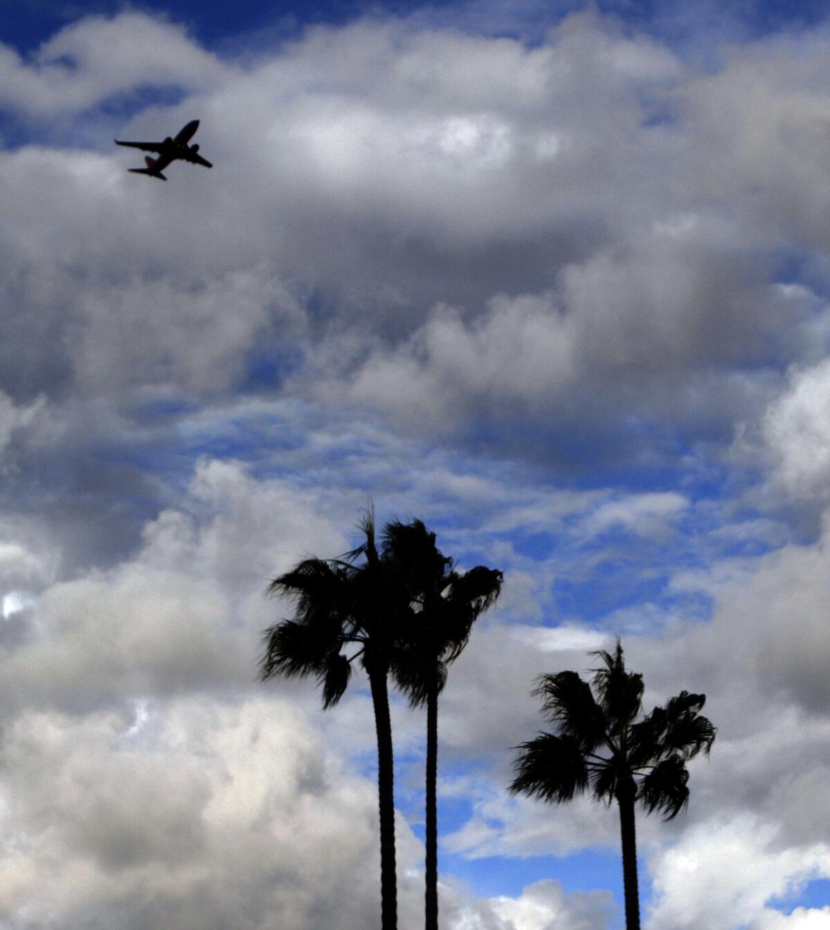 A jet takes off from John Wayne Airport.