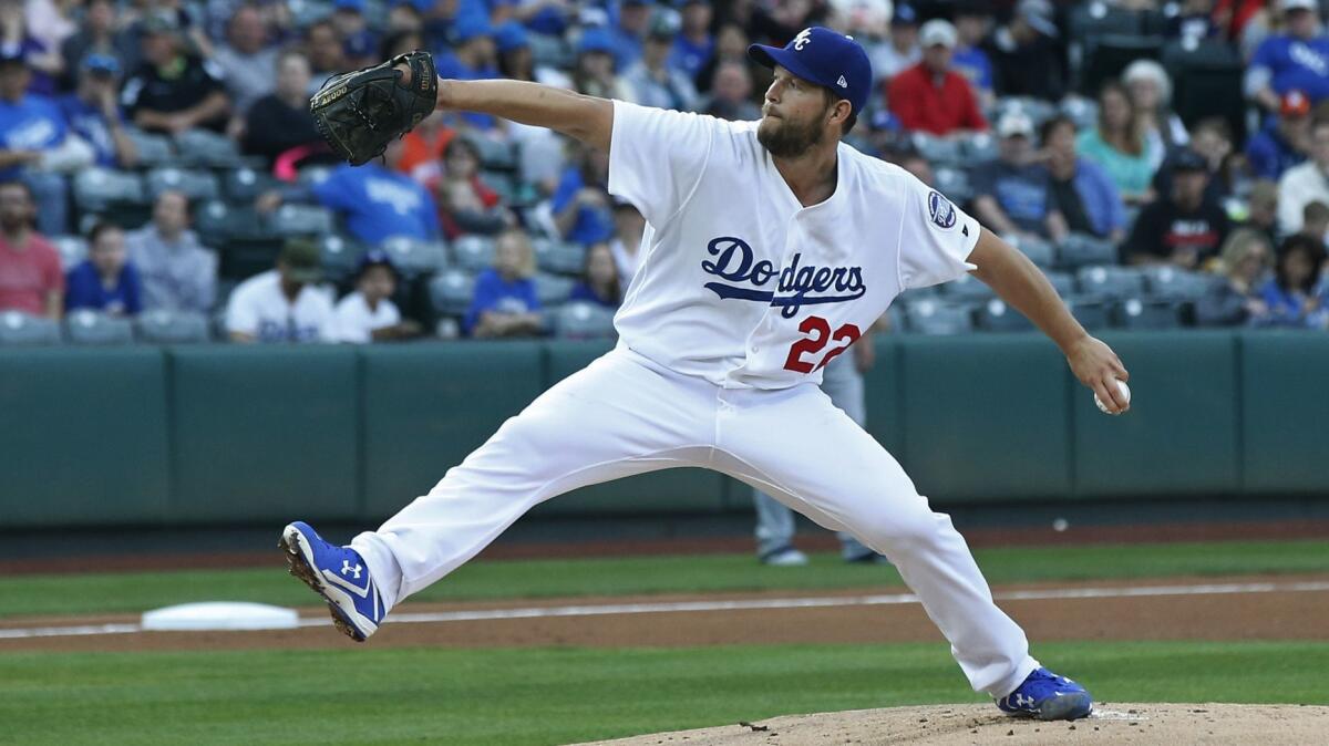Clayton Kershaw pitches during a rehab outing with Triple-A Oklahoma City on April 4.