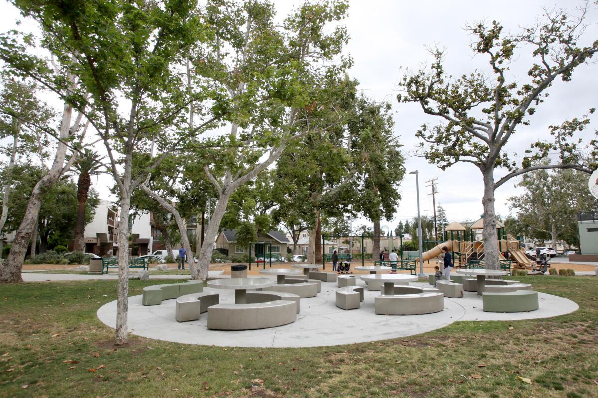 Three areas of Maple Park, including this spot, will have shade structures built to give shade to those visiting the Glendale park.