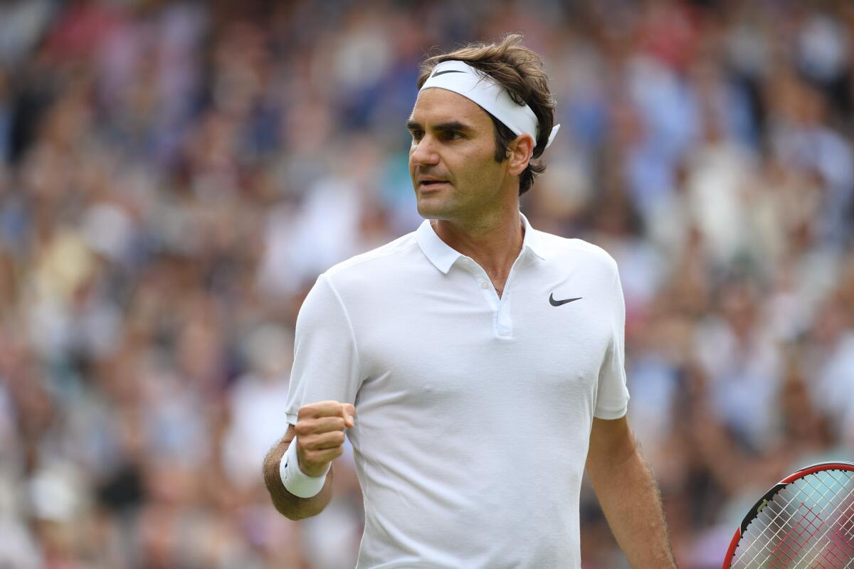 Roger Federer reached his 14th Wimbledon quarterfinal.