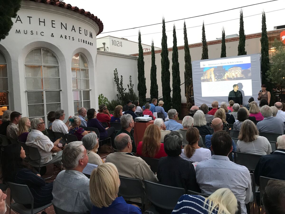 "Flicks on the Bricks" is an outdoor film series presented by Athenaeum Music & Arts Library in La Jolla.