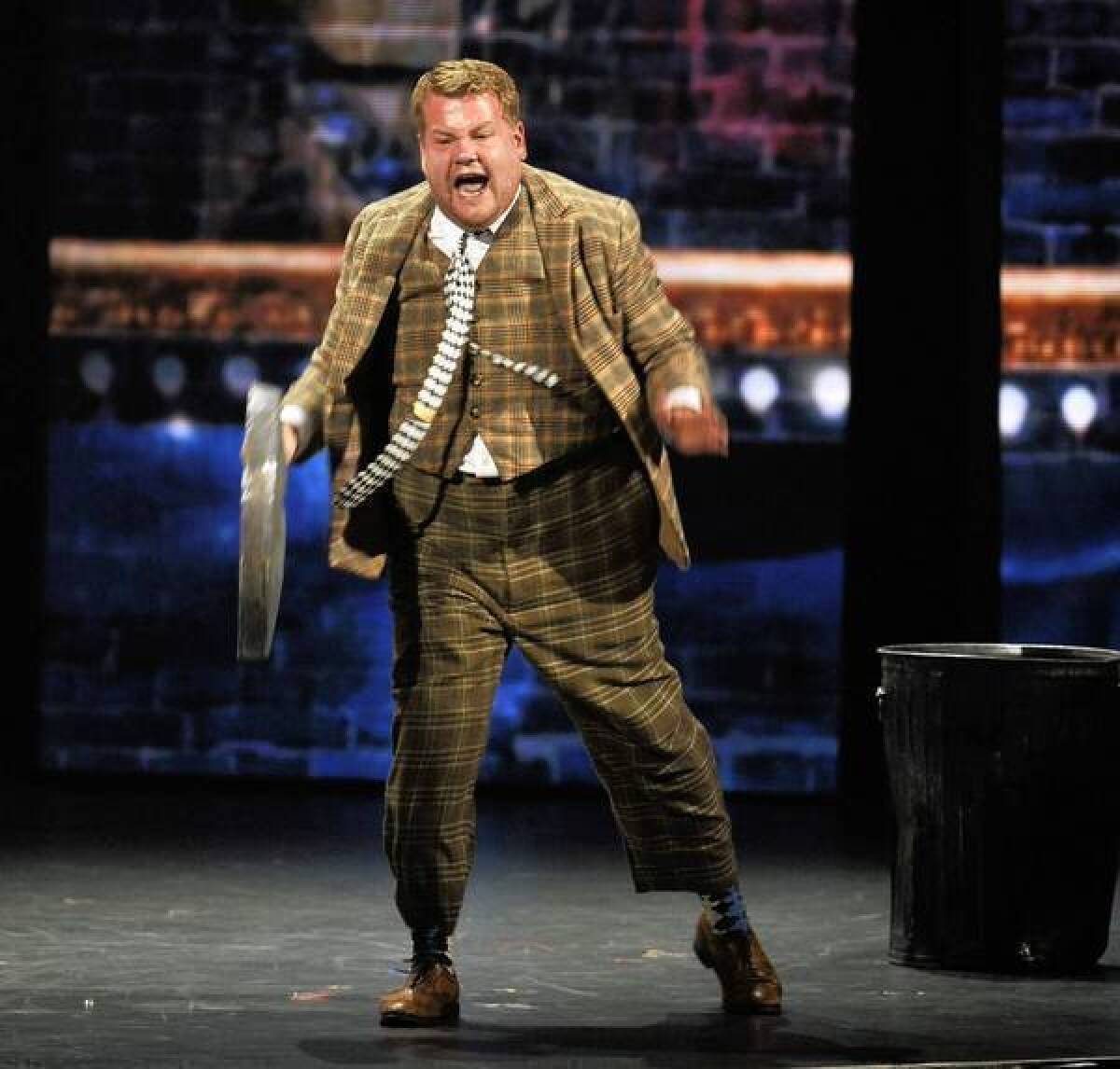 James Corden performs a scene from "One Man, Two Guvnors" at the Tony Awards show on Sunday.