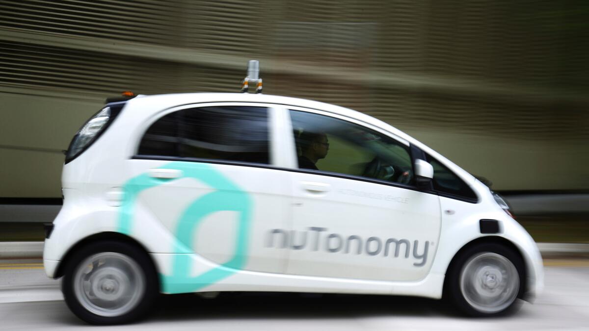 An autonomous vehicle on a test drive Wednesday in Singapore.