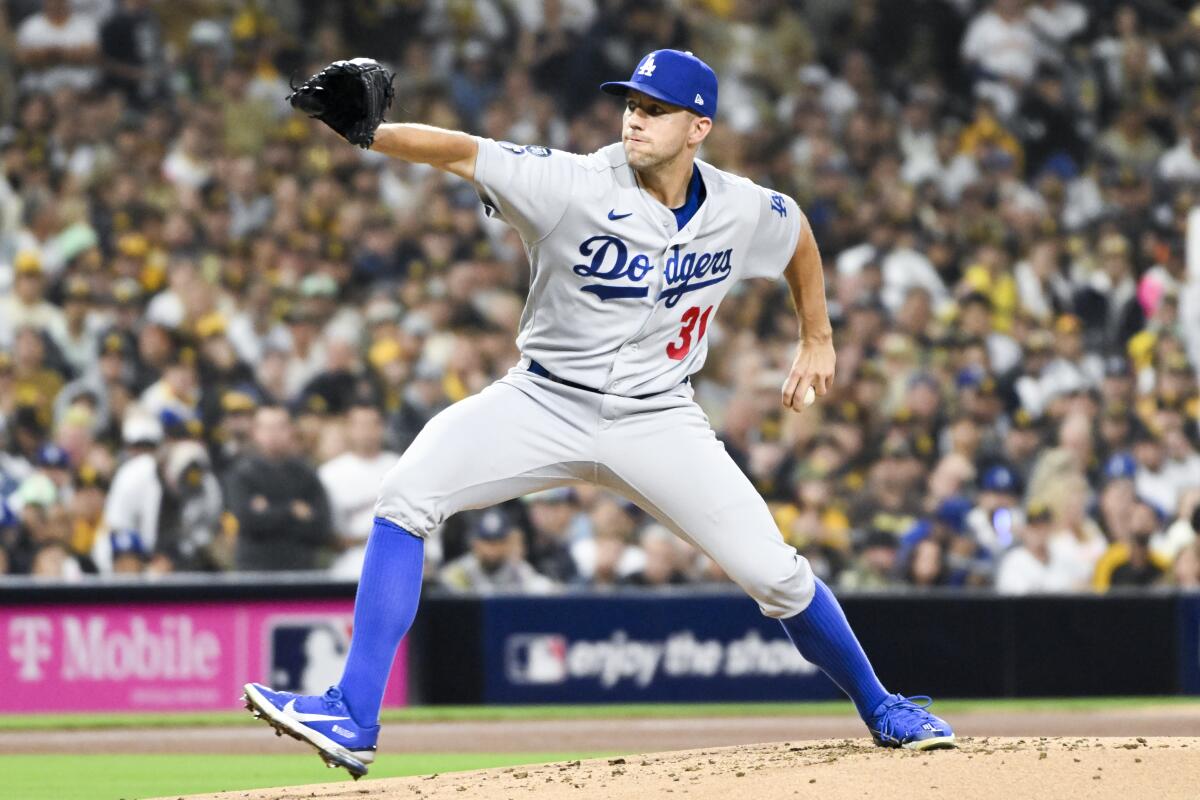 Dodgers pitcher Tyler Anderson delivers during the first inning Saturday.