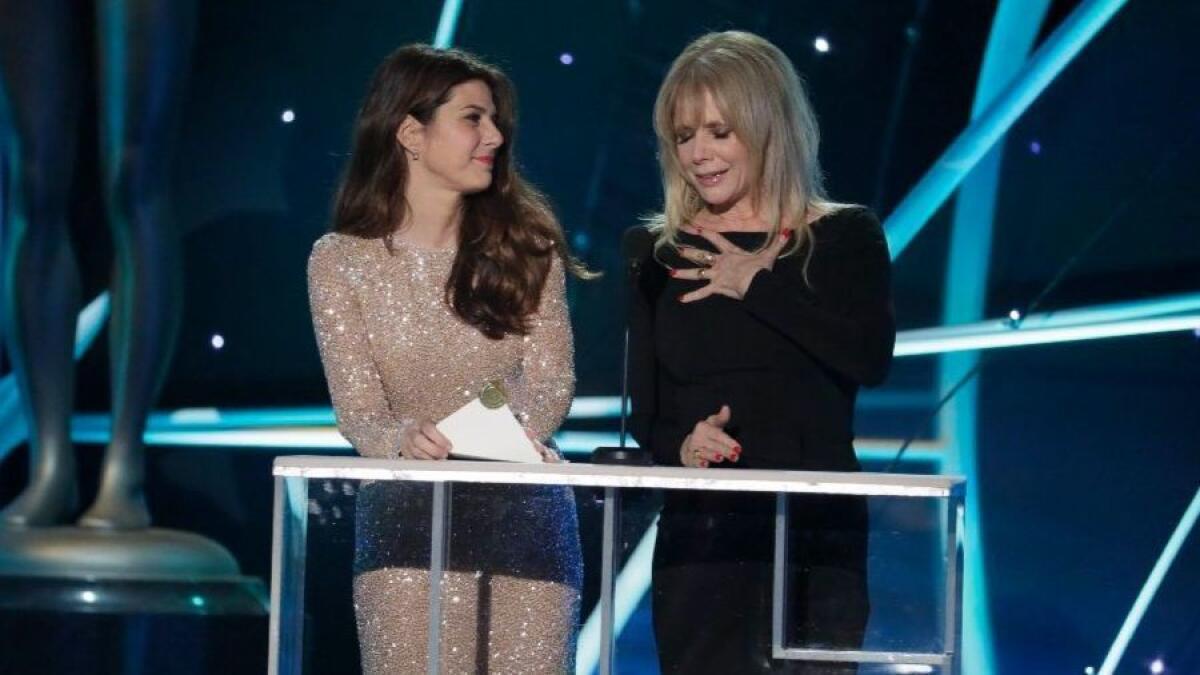 Presenters Marisa Tomei and Rosanna Arquette during the show at the 24th Screen Actors Guild Awards at the Los Angeles Shrine Auditorium and Expo Hall on Sunday, January 21, 2018.